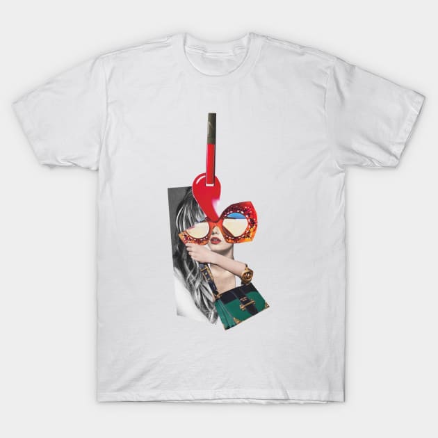 Long Hair Sunglasses Girl T-Shirt by Luca Mainini